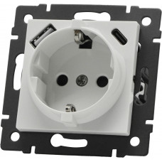 Механизм розетки с быстрой USB зарядкой SCT-MUAC-PL-WH-V (250V, 16A) (Arlight, -)