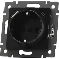 Механизм розетки с USB зарядкой SCT-MUAC-PL-BK-V (250V, 16A) (Arlight, -)